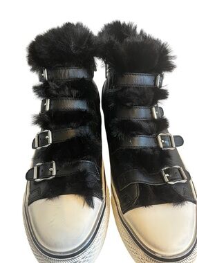 Ash Valko Leather Faux Fur High Top Sneakers